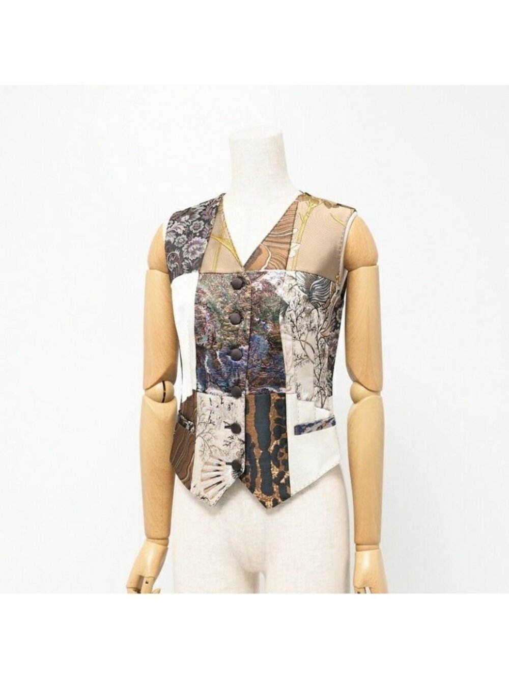 Dolce & Gabbana Vest 38 Jacquard Patchwork Leopard Gilet